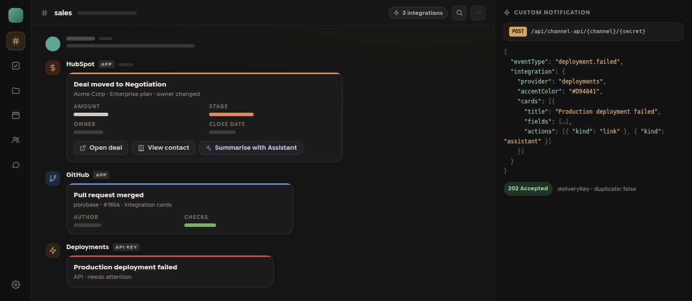 One rich card for every integration: HubSpot first, your own systems next